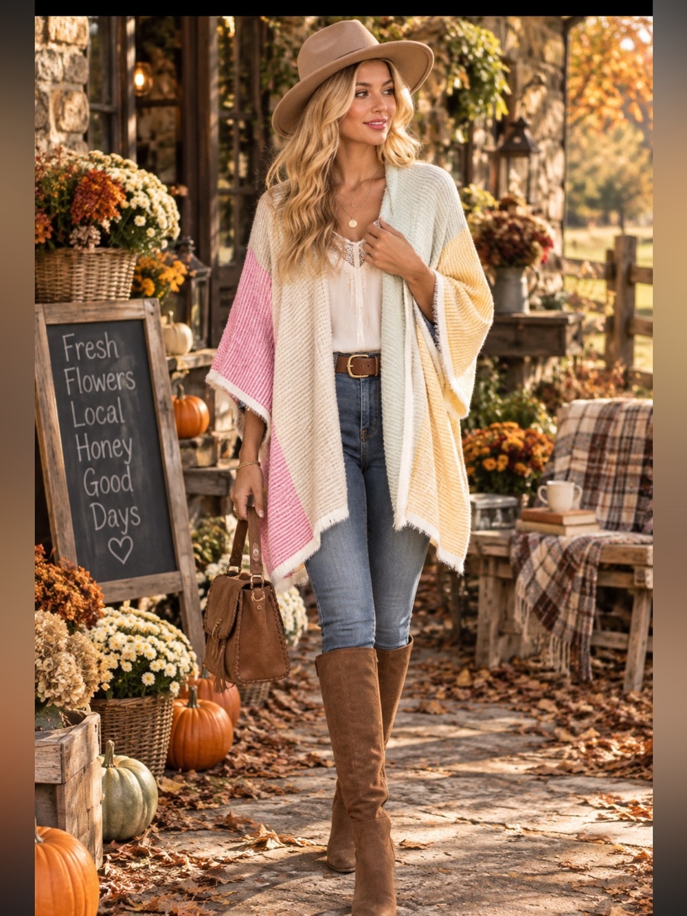Anthropologie | Akemi + Kin | Rainbow Eyelash Sweater Kimono